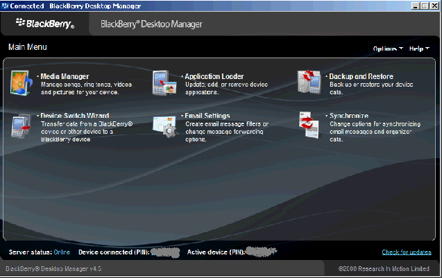 Image:BlackBerry Desktop Manager 4.5 available for download