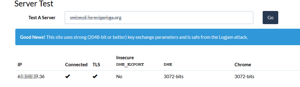 Image:Good news - Domino (at least 9.0.1) does not seem to be affected by the LogJam TLS vuln