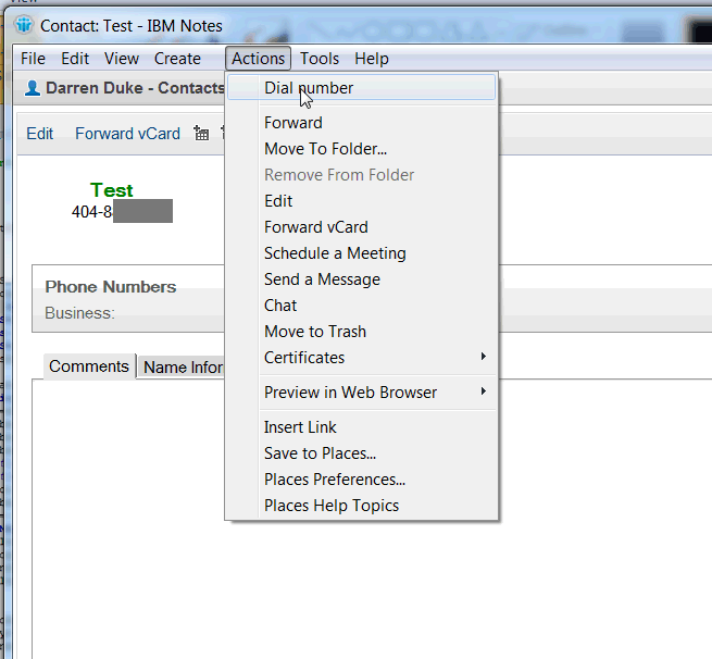 Image:Integrating Lotus Notes (or is that IBM Notes) with TAPI so you can call from contacts