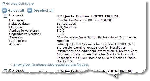 Image:Quickr Domino 8.2 Fix Pack 3 available