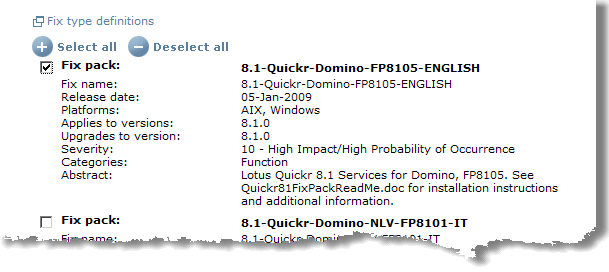 Image:Quickr Domino fix pack 5 available. If you use FP3 or FP4 read the instructions.