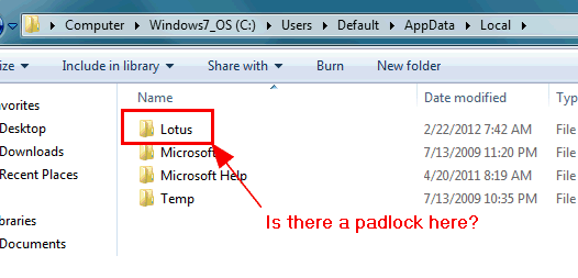 Image:Windows 7, "User Profile Service failed the logon" and Lotus Notes.....